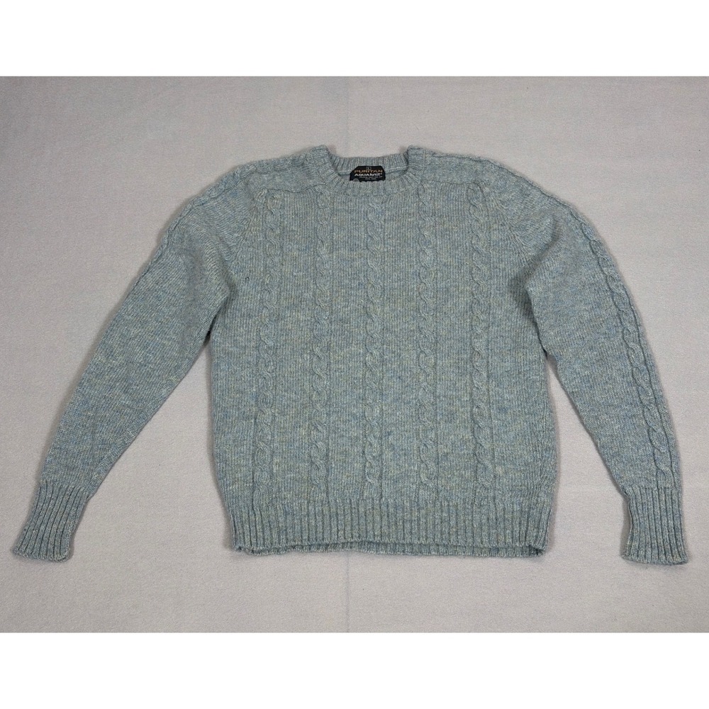 Vintage Puritan Aquaknit 100% Wool Cable Knit Sweater Blue Womens‎ Large L